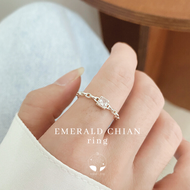 MNL💗EMERALD CHAIN แหวนโซ่เพชรเอมเมอรัลด์คัท เพชรทรงสี่เหลี่ยมสุดหรู แหวนเงิน แหวนแฟชั่น แหวนผู้หญิง