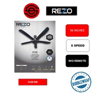 (KLANG VALLEY NORMAL INSTALLATION)REZO 56" CEILING FAN S106 W/O REMOTE/S306 WITH REMOTE (MATT BLACK)
