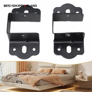 Black U Shaped Bed Frame Connector Sturdy Metal Construction Space Saving Design