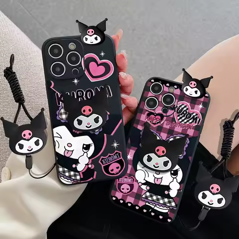Sanrio 3D Cartoon Kuromi Phone Holder Case For OPPO A59 A5S A12 A12S A5X A60 A7 A73 A74 A95 A76 A77 