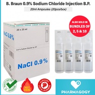 B. Braun 0.9% Sodium Chloride NaCl Saline Injection B.P. 20mL 20 Ampoules/Box