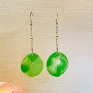 海棠花琉璃耳環 窗花玻璃 醫療鋼耳環 鋼鍍金耳環 316L鋼耳環