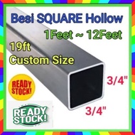 3/4"x3/4"(6hon/19mm) Besi Hollow Petak 1feet-7feet (1.0mm)