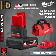 Milwaukee M12 5.0AH High Output Battery / Latest Series High Output Battery / 2 Year Warranty / M12H