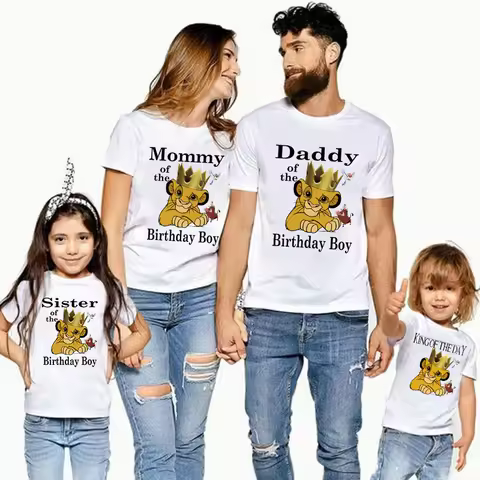 Matching birthday family suit cartoon theme children's T-shirt birthday boy funny party gift clothes