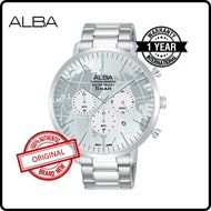 VD53-X368SSS (AT3G75X1) ALBA PRESTIGE Men Original Brand New Quartz Chronograph Silver Map Dial Stai