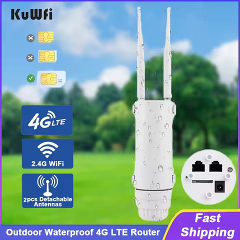 KuWFi 300Mbps Outdoor LTE Router CAT4 4G Router Wireless Wi-Fi Detachable External Antenna WAN LAN P