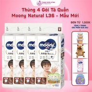 Carton of 4 Packs of Moony Natura L36 Diaper Pants - Baby Diaper Pants 9 Kg to 14 Kg - White Moony -