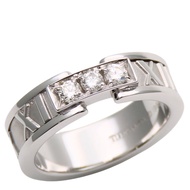 蒂芙尼 Atlas 戒指，18K白K金鑲鑽，約 ​​7 克 [二手]