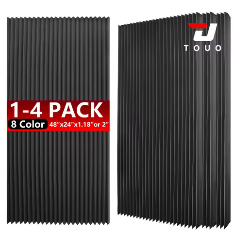 TOUO 1-4Pack 47.2"x23.6" Acoustic Panels Wedge Foam Soundproof Wall Insulation for Podcast Studio Of