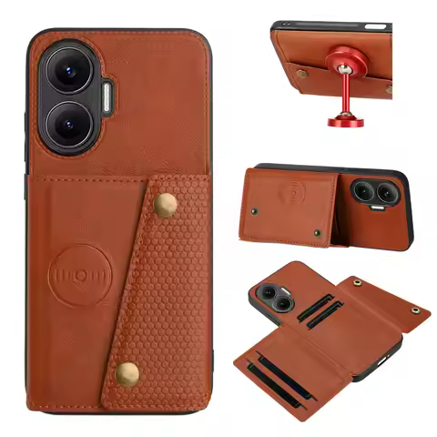 Wallet Double Button Magnet Leather Card Funda for Poco F7 5G 2025 Back Case Bumper Capa Xiaomi Poco
