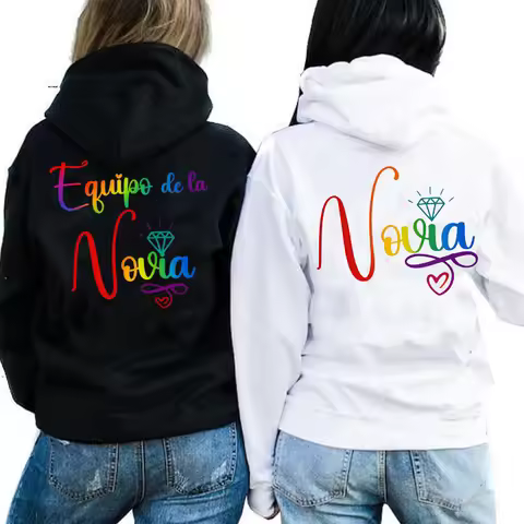 Bestie Bridal Bachelorette Party Hoodies Spanish Team Bride Print Casual Hooded Sweatshirts for Wome