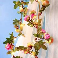 2m/4m/8m Rose LED Lights Battery Powered String Lights, Artificial Flower Garland Decor For Wedding,