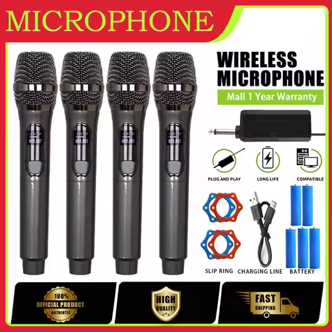 Professional wireless microphone 4-channel charging handheld karaoke home party singing microphone