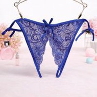 P584 - Thong Panties Transparent Crotchless Side Tiebiru