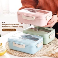 Lunch Box Set Makan/Tempat Makan Plastik Tebal/Kotak Bekal Makan anak 1000ML