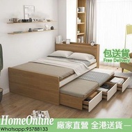 子母床 榻榻米 高低床 拖床 上下床 床架 雙人床 定制床 bed frame 高低床 儲物床 收納床 儲物床頭 雙層床 H1835-MG Queen size King size