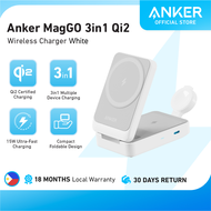 Anker MagGo 3 in 1 MagSafe  Compatible Charger Qi2 Certified 15W Wireless Charger Stand Apple Watch 