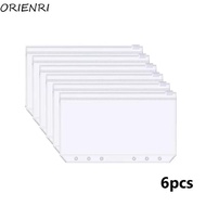ORIENRI 6Pcs Zipper Binder Pouches, Waterproof PVC 6-Hole Binder Pockets,  Receipt Bag Transparent A