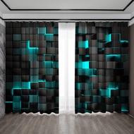 2PC Home Decoration Curtains With Mysterious Translucent Grid And Rod Pocket Curtains Kitchen Coffee