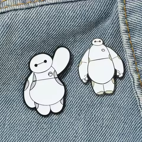 2 Pcs Cartoon Brooch Creativity Cute Robot Baymax Enamel Pin Backpack Clothing Jewelry Metal Badge A