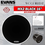 Evans BD16MX2B MX2 Black Marching Bass Drumhead (Batter) 16'' - Made In USA