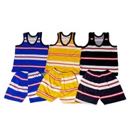 STRIPE SANDO SHORT TERNO FOR BABY BOY 3-12MONTHS OLD