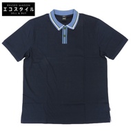 近全新 BOSS 男士深藍色撞色條紋 Polo 衫，XXL 碼，50513366