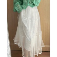 Long Flared Skirt with 2 Layers of Soft Chiffon Legs, Lady CV0150 huyentrang.shop_