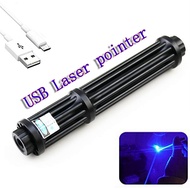 ไฟฉายเลเซอร์สีน้ำเงิน USB ปรับโฟกัสได้450nm การเผาไหม้พลังงานสูงแบบชาร์จไฟได้ปากกาเลเซอร์แสงสีน้ำเงินที่มองเห็นได้ Burn  Pointer