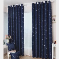 【巴芙洛】滿天亮星星打孔式遮光窗簾-150x170cm-藏青色