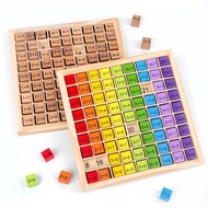 Wooden Multiplication Board Game, 81 Cubes Blocks Montessori 9*9 Times Table Tray With Answers Presc