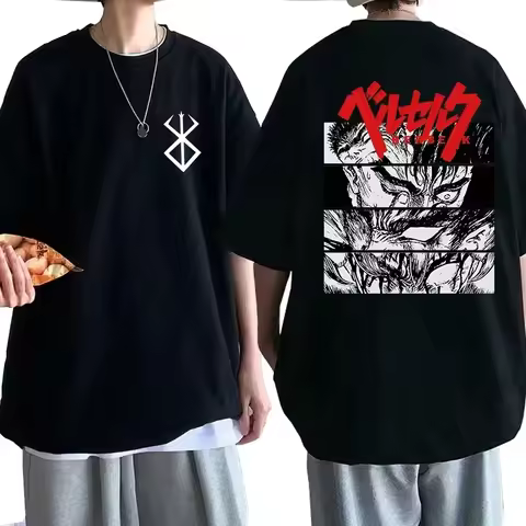 Berserk T-shirt Guts Funny T-shirt Men Cool Manga Japanese Anime Women Cotton Harajuku Manga Hip-hop