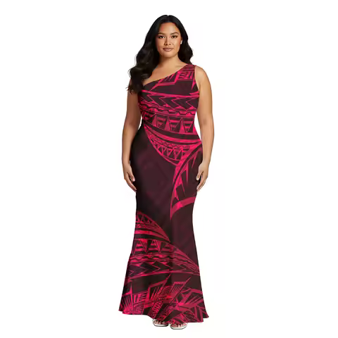 Tribal Design Ladies Fashion Clothes Custom Tropical Pattern Island Women Wear Plus Size Prom Samoan