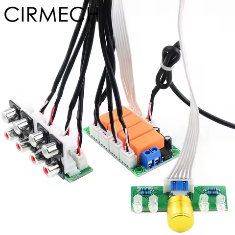 CIRMECH Relay 4-way Audio Input Signal Selector Switching RCA Audio Input Selection Board of Rotary 