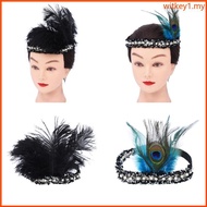 WIT 1920s Flapper Feathered Headband 1920s Flapper Headpiece Cosplay Accessories