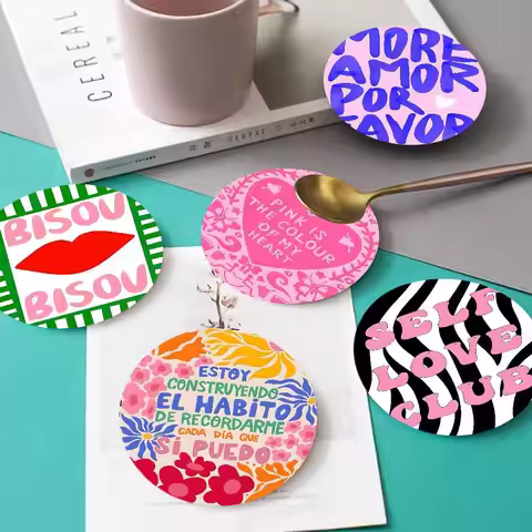 More Amor Por Favor Wooden Coaster Coffee Teacup Decoration Coffee Shop Beverage Shop Family Restaur