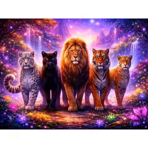 Frameless Round Diamond Painting Kit, Predator, 5D Square Diamond Painting Full Artificial Rhineston