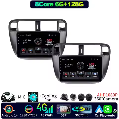9"Android 14 Car Multimedia Video Player QLED Radio Scree For Honda Civic 6 Type-R Hatchback Ferio E