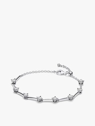 Sterling silver bracelet with clear cubic zirconia and sliding clasp