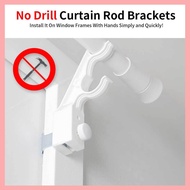 No Drill No Hole Curtain Rod Bracket 2PCS Adjustable Curtain Rod Holder Hook