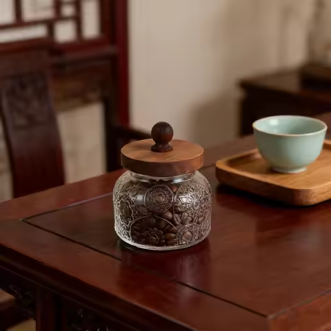 Glass Airtight Storage Jar Japanese Embossed Design 750Ml Food Container Pantry Coffee Tea Sugar Nut