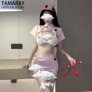 Sexy Cosplay Nurse Seductive Lingerie Uniform Split Body Role Play Side Strap Costume Set For Women