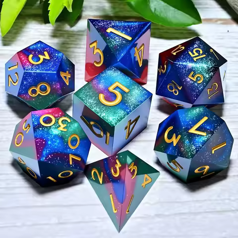 DND Resin Dice 7-Piece Set for Dungeons and Dragons DND 5e RPG Gift, Board Game Tabletop Role Playin