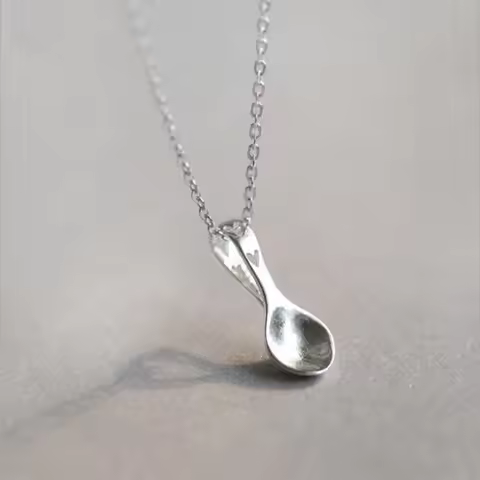 Chinese Style Cute Little Spoon Love Hollow 925 Sterling Silver Jewelry Female Clavicle Chain Pendan