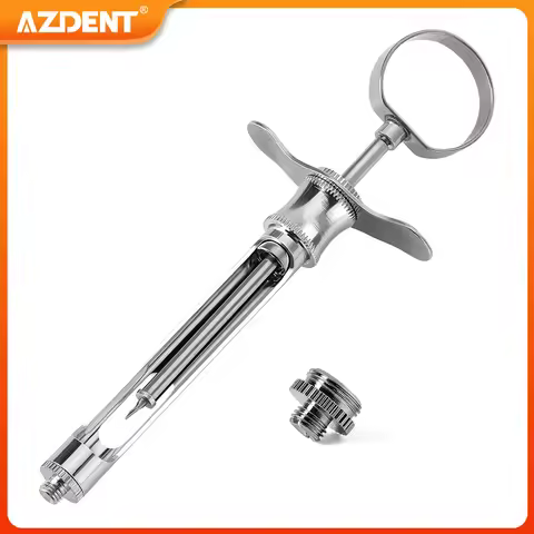 AZDENT Dental Aspirating Syringe 1.8ML Hook Head Sharp Head Surgical Instrument Dentistry Injection 