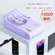 🌟 SG LOCAL STOCK 🌟1500) POWERBANK 10000MAH BUILT IN 4-CABLE FAST CHARGER LED DISPLAY PORTABLE CHARGING POWERBANK