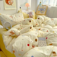 Bed Sheet Bed Skirt Dormitory Washed Cotton Cartoon Student Bed Ultra Soft Four-Piece Set A Cute thr