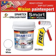 18L ( WHITE ) Smart Paint Eco SMARTEX White ( FREE 7" ROLLER SET ) 18L White 18L