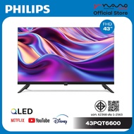 Philips QLED Smart TV ดู Youtube/Netflix/Disney HD 43 นิ้ว ผ่อน 0% รุ่น 43PQT6600